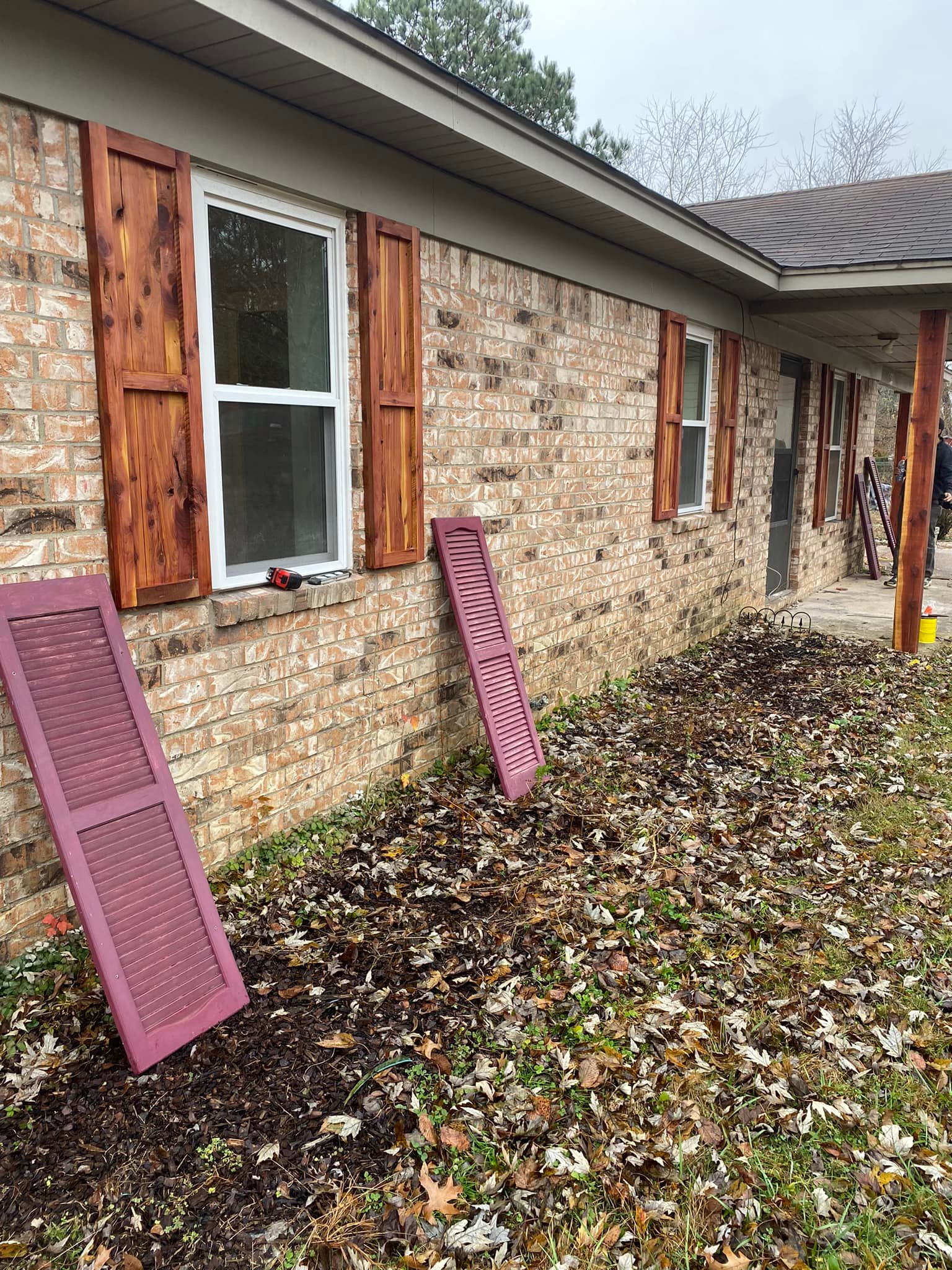 wooden shutter installation