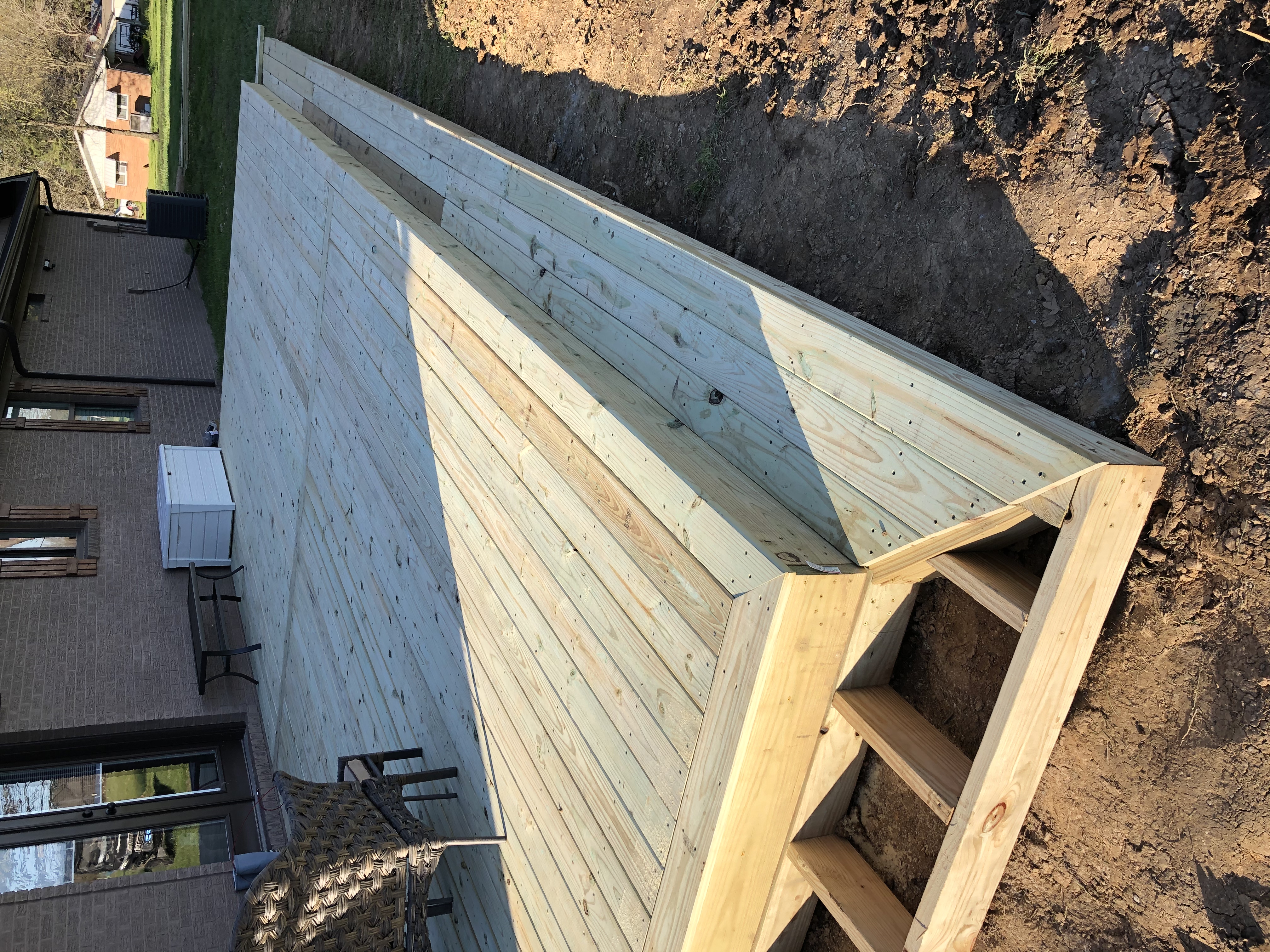 custom patio with steps